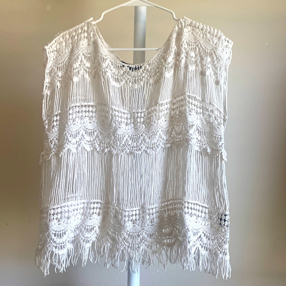 Metric Fringe Top - White